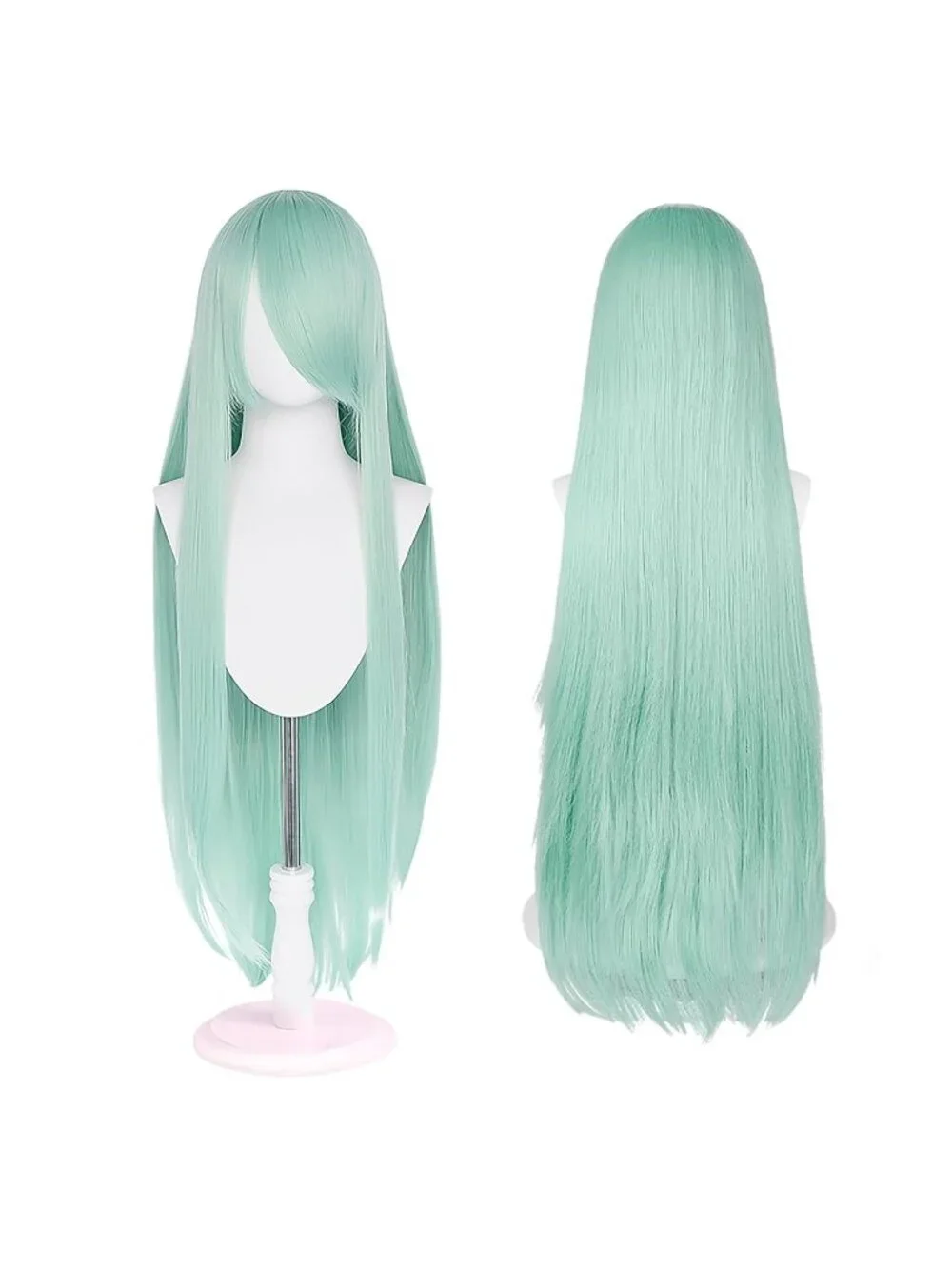 Women's Pastel Green 100 Cm Heat Resistant Universal Straight Costume Long Wigs